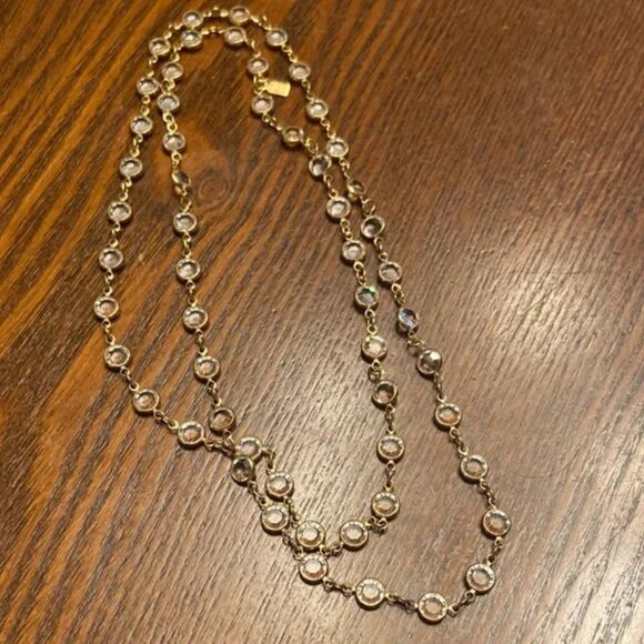 Swarovski Crystal 32" Necklace Clear Faceted Bezel Crystal Necklace - Picture 1 of 5